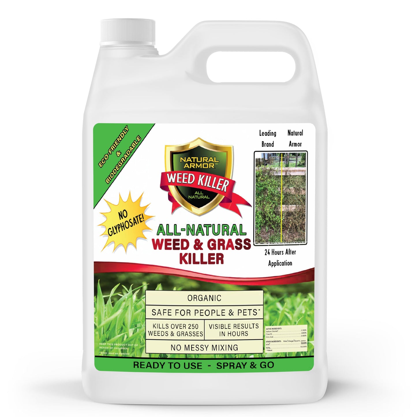 Natural Armor Weed and Grass Killer All-Natural Concentrated Formula. Contains No Glyphosate (128 OZ. Gallon Refill)