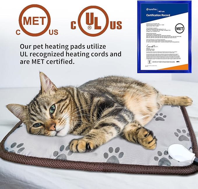 Extra Large Dog Heating Pad 47x30 in with Smart Thermostat Switch and Power Line Protection Tube,Obtained MET and UL Dual Certification,Waterproof Pet Heating pad-Paw Print