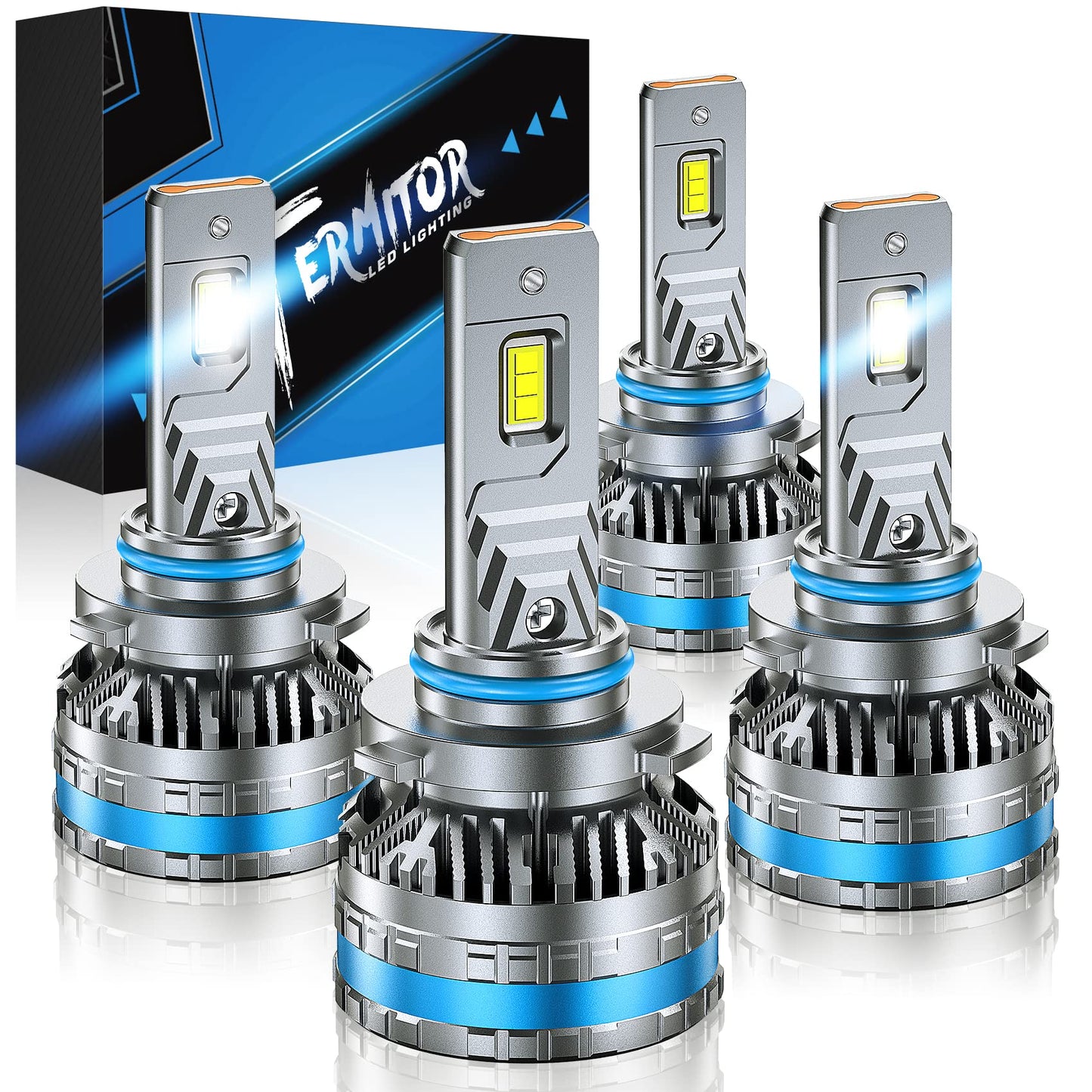 FAHREN 9005 9006 Fog Light Bulbs, 2026 Upgraded 240W 𝟏𝟔𝟎,𝟎𝟎𝟎𝐋𝐌 Lighting Bulb with Cooling Fan, 6500K Cool White IP68 Waterproof,Pack of 4