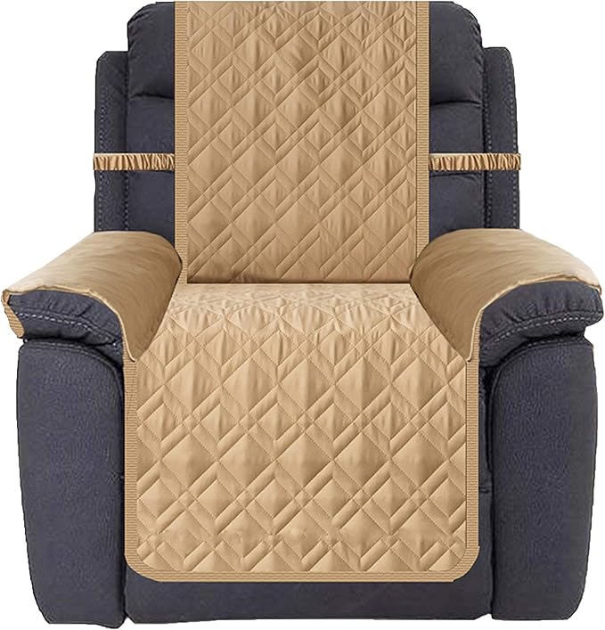Ameritex Waterproof Nonslip Recliner Cover Stay in Place, Dog Chair Cover Furniture Protector, Ideal Recliner Slipcovers for Pets and Kids (Sand, 30'')