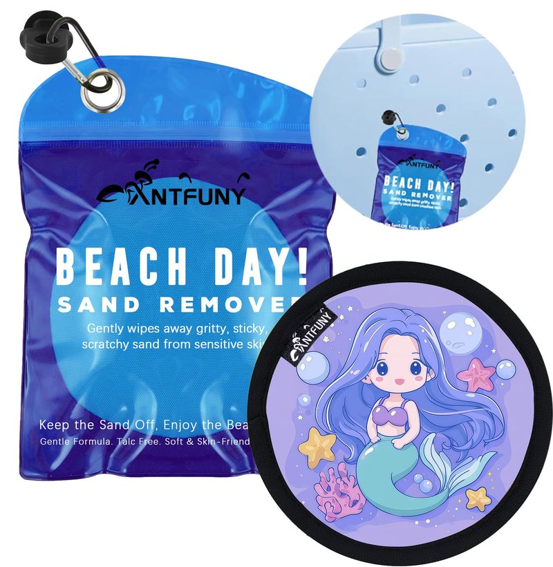 Antfuny Beach Sand Remover Sand Mermaid Eraser Brush Wipe Mitt Family Women 2026 Summer Beach Vacation Essentials Hawaii Honeymoon Accessories European Costa Rica Bahamas Trip Must Haves Cruise Ship