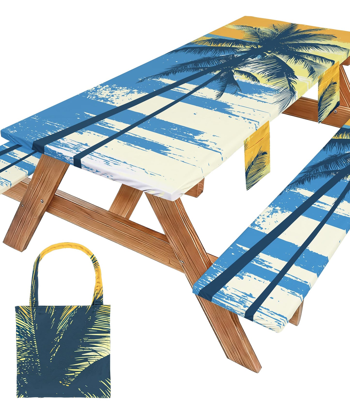 Picnic Table Cover with Bench Covers Table Cloth Tablecloth Glamping Furniture Decor Camp Camper Camping Essentials Outdoor Summer Beach Roadtrip Motorhome Trailer Rv Travel Vacation Canping Gear Kit