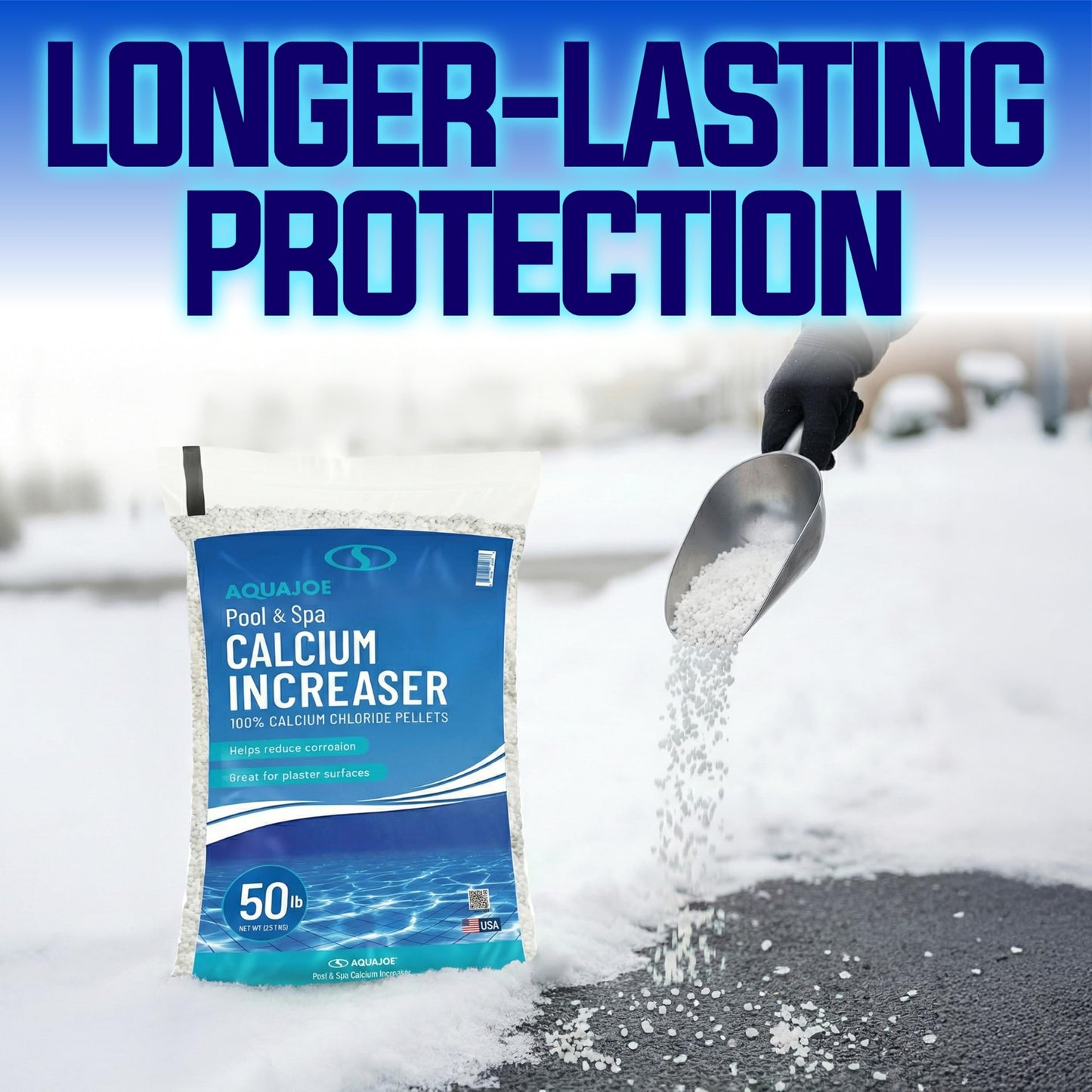 Aqua Joe Pool & Spa Calcium Chloride Pellets, 50 lb Bag – Calcium Hardness Increaser for Above & In-Ground Pools + Fast-Acting Ice Melt, CCPL50