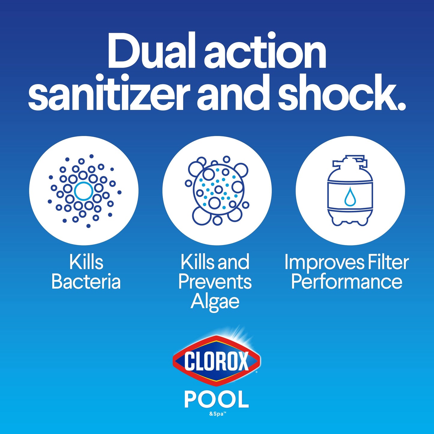 CLOROX Pool&Spa All-in-One XtraBlue Chlorinating Granules, Kills Bacteria & Stops Algae, Blue, 6 Pounds