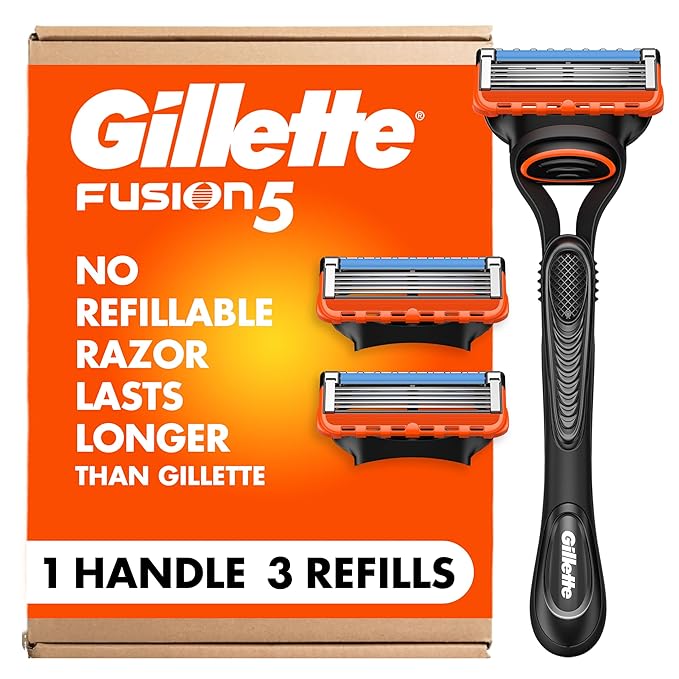 Gillette Fusion5 Men's 5-Blade Razor, 1 Razor Handle, 3 Blade Refills