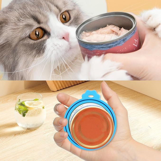2 Pack Pet Food Can Covers, Silicone Universal Can Lids for Dog & Cat Food, BPA Free, One Fit Most Standard Size Food Cans Green/Blue