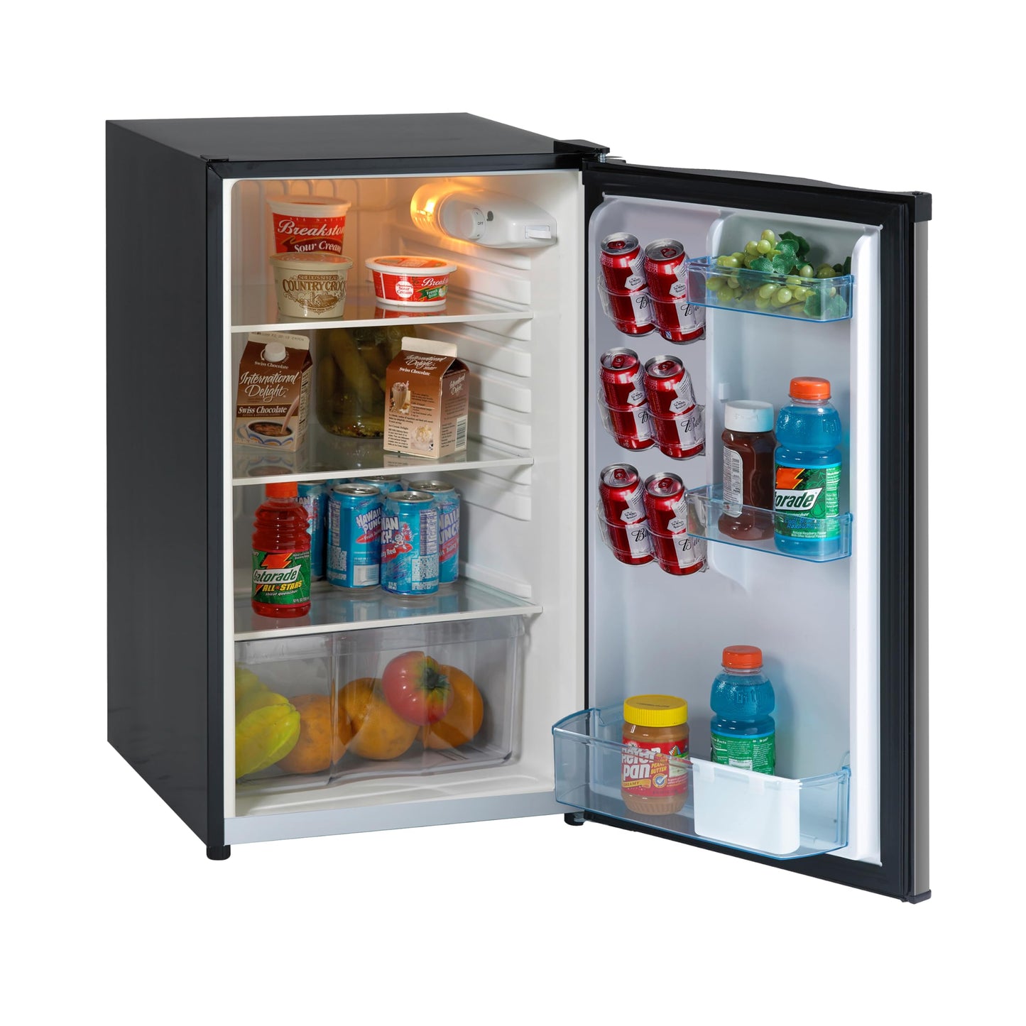 West Bend Mini Fridge Compact Refrigerator for Home Office or Dorm, Auto Defrost with Reversible Door, Energy Star Rated, 4.4-Cu.Ft., Stainless Steel