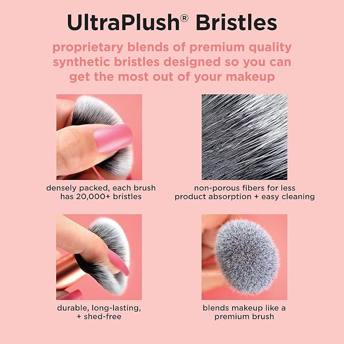 Real Techniques 4 Piece Face Base Makeup Brush Set, For Concealer, Foundation, Contour, & Setting Powder, Makeup Brushes For Blending & Buffing, & Sculpting, Travel Friendly, Gift Set, Cruelty-Free