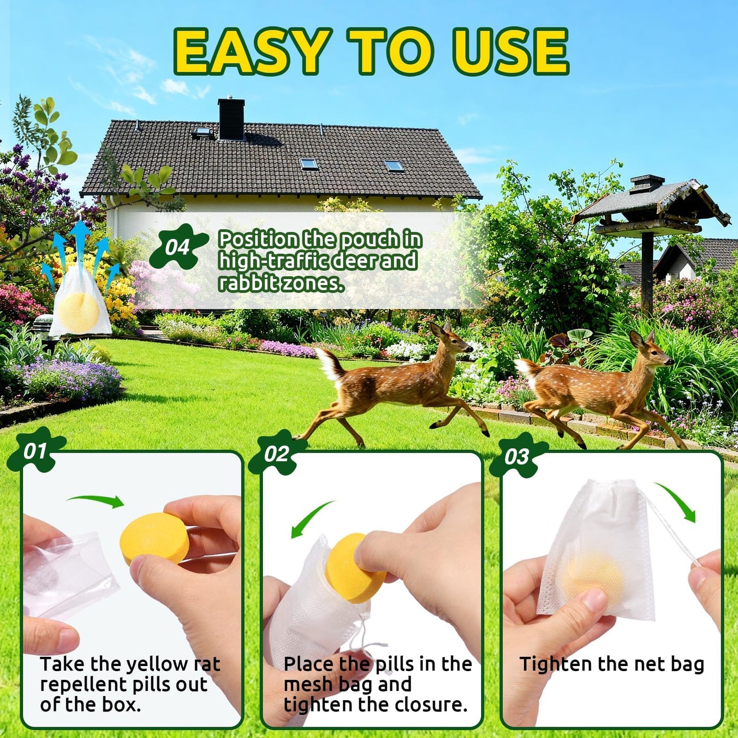 CKUKARM 36 Pack Deer Repellent & Rabbit Repellent Outdoor for Garden - Scent-Based Deer Deterrent to Protect Plants & Flowers - Keep Deer Rabbit Out of Yard