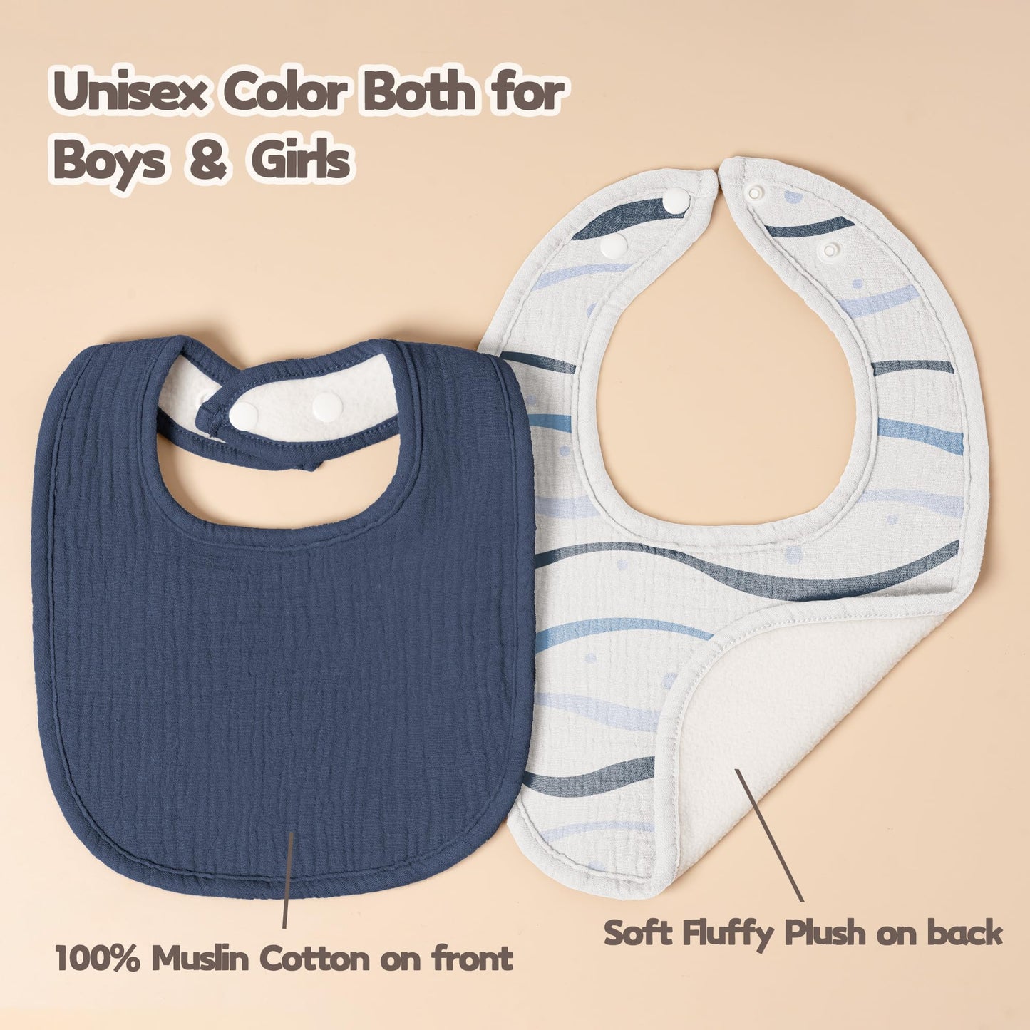 Susurration Muslin Baby Drool Bibs 10Pack Soft Square Adjustable Bandana Bibs for Unisex Baby Girls & Boys (Blue Planet)