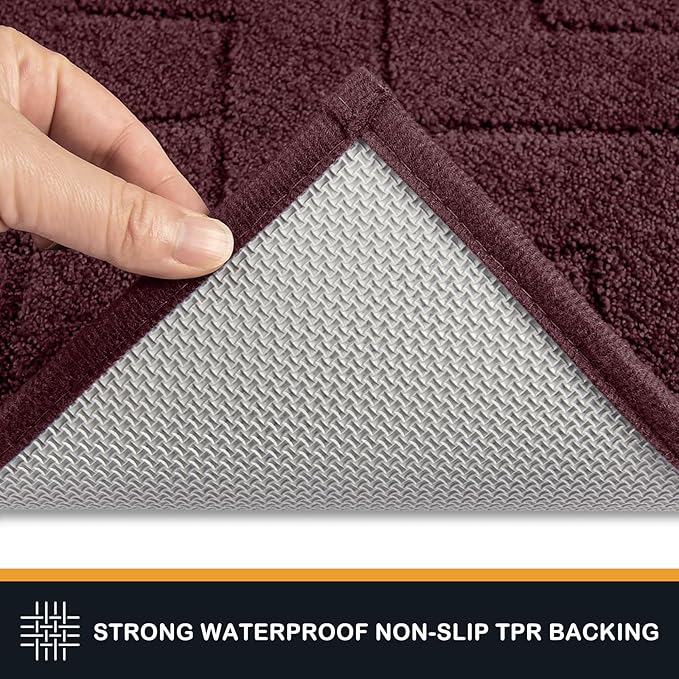 PURRUGS Dirt Trapping Door Mat 24" x 59", Non-Slip Machine Washable Entry Rug, Dog Doormat, Indoor Front Door Mat, Super Absorbent Entryway Rug for Muddy Shoes & Paws, Burgundy Red