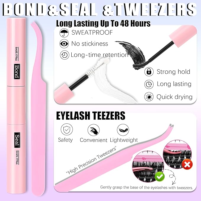 YIDUO 6 Styles Mix Lash Clusters Kit 1548Pcs with 2X Bond&Seal Volume Soft Cluster Lashes Extension Kit Gift Packs 8-18mm Wispy DIY Individual False Eyelashes Box Bulk for Beginners De Pestañas