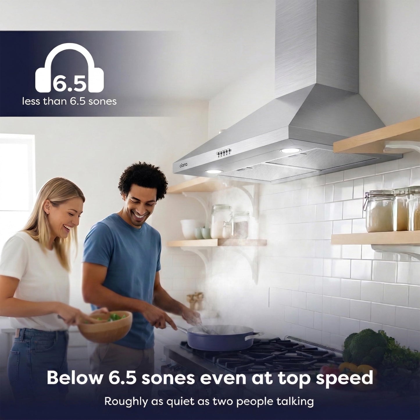 CIARRA Range Hood 30 inch Wall Mount 550CFM Ducted Ductless Stove Vent Hood with 2 LED Light for Kitchen, Stainless Steel, Push Button, Easy to Install, CAS75206P-N