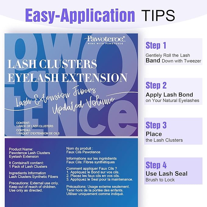 Pawotence Lash Clusters 40D 280pcs Cluster Eyelash Extensions 9-16mm Mix Eyelash Clusters Lash Extension Individual Lashes for Self Application (40D, 0.07D, 9-16mm)