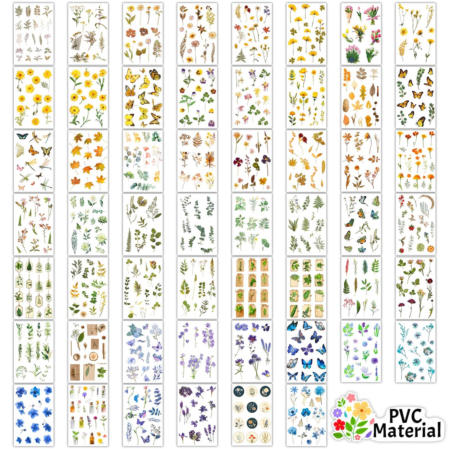 Arme Flower Stickers for Scrapbooking(1466+ Pieces, 110 Sheets), Floral Sticker, Pressed Flower Sticker, Valentine's Day Journaling Stickers for Scrapbooking Supplies, Junk Journal Supplies