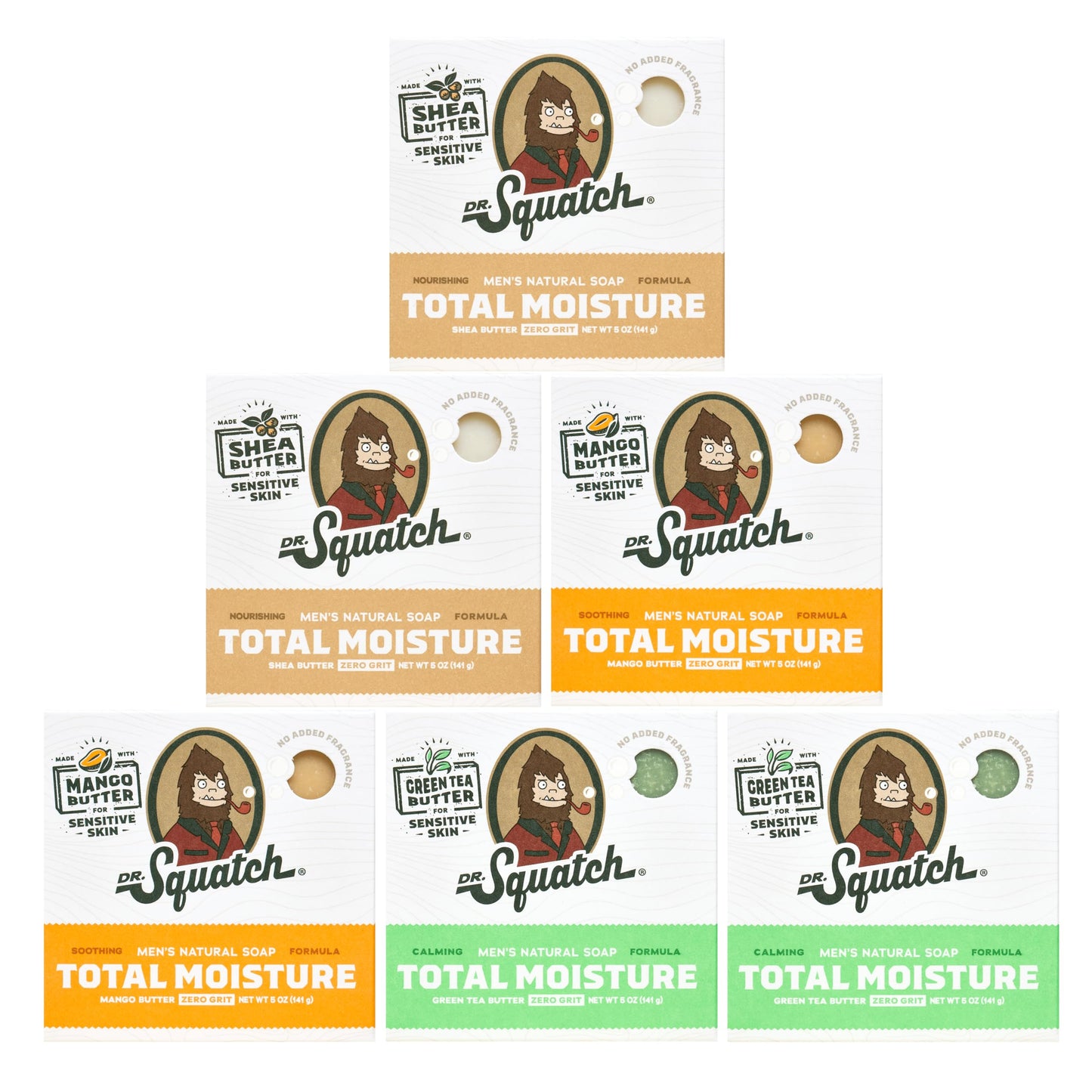 Dr. Squatch Total Moisture Natural Men’s Bar Soap – Non-Drying 2-in-1 Face + Body Soap Bar – Plant-Based Ingredients, Created for All Skin Types – Gifts for Men – 5oz (6-Pack)