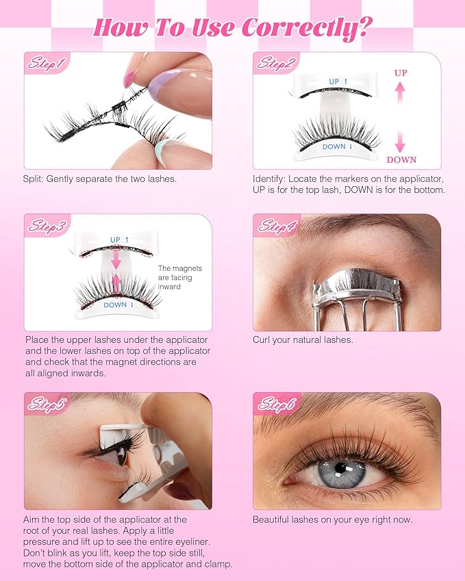 EMEDA Magnetic Eyelashes Natural Look No Glue Reusable Magnetic Lashes with Applicator, Faux Mink Lashes Lightweight & Comfortable for Women Sensitive Eyes Daily Makeup with Mirror Case (21)