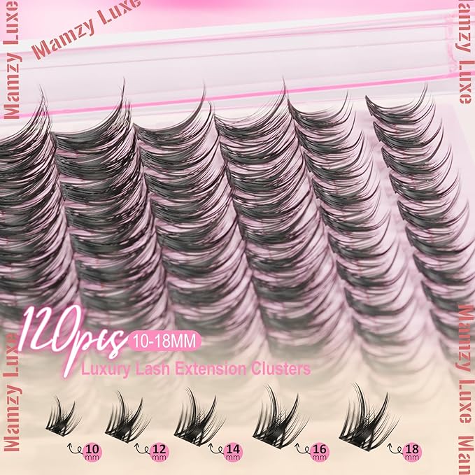 Lash Clusters Wispy Eyelash Clusters D Curly 10-18MM Cluster Eyelash Extensions 144PCS Individual Lashes Thin Soft Lashes Clusters Band DIY False Eyelashes Extension