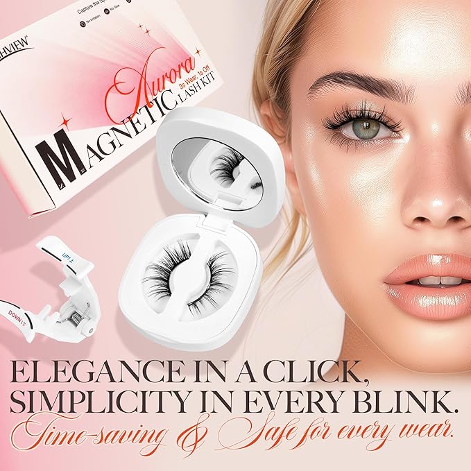 LASHVIEW Upgrade Magnetic Eyelashes with Applicator Soft Magnetic Eyelashes Natural Look Reusable No Glue Needed Easy to Wear and Remove（A29)