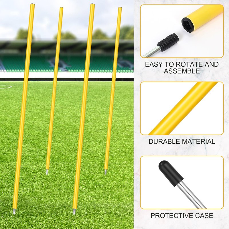 Blulu 10 Pcs 5/10/30pcs Training Agility Poles 5ft Adjustable Soccer Training Poles Soccer Sticks Agility Equipment for Football Sport Football Speed (Yellow)