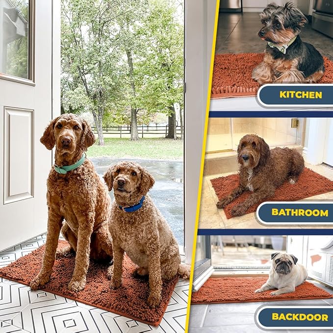 Muddy Mat® | Super Absorbent Door Mat Indoor, Microfiber Quick Dry Chenille Entryway Rug, Non-Slip Front Door Mat, Indoor Mats for Entryway, Machine Washable Pet Rug, Orange XL 35" x 60"