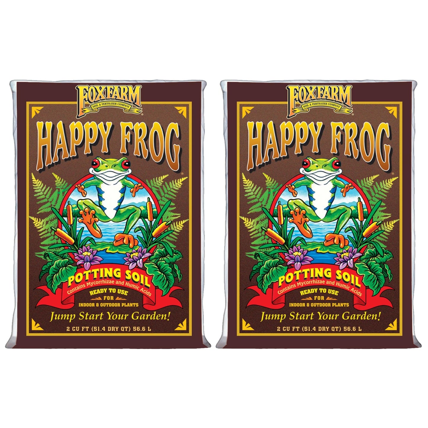 FoxFarm Happy Frog Potting Soil, 2cu ft (Pack of 2) - for Indoor/Outdoor Container Plants - Contains Mycorrhizae and Humic Acids