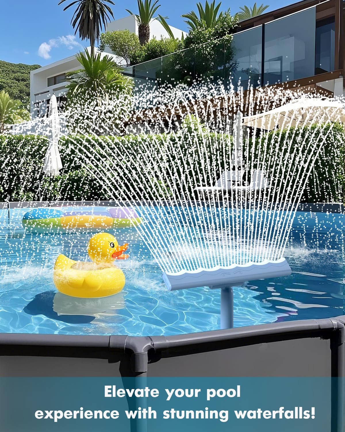 【2026 Upgrade】 Pool Fountain for Above and In-Ground Pools, 360° Adjustable Wide Waterfall Sprinkler with Extension Tube, Swimming Relaxation & Cooling 10-20 Degrees ﻿ ﻿ ﻿ ﻿