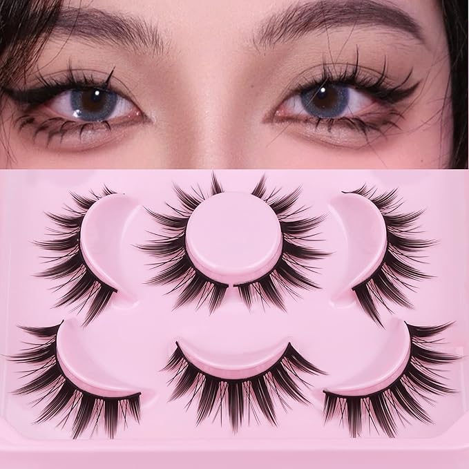 Cosplay Eyelashes Doll Anime Lashes Mink Japanese Spiky Manga Natural False Eyelashes Wispy Long Thick Ruffle Fake Eye Lashes 5 Pairs