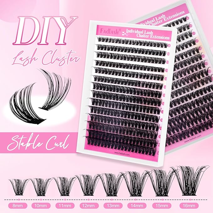 FADLASH Lash Clusters Natural Eyelash Clusters 40D+60D Wispy Lash Extensions 8-16mm D Curl Eyelash Extension DIY at Home (40D+60D, 2 Pack)