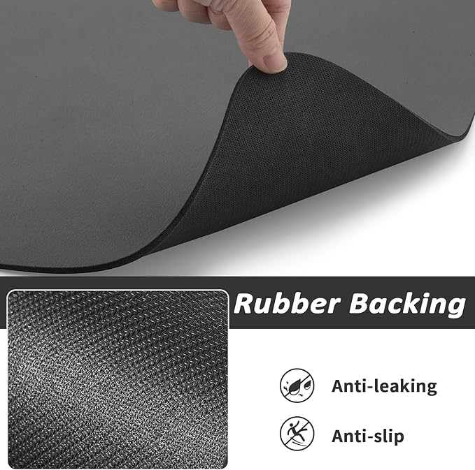 Dog Food Mat - Absorbent Cat Mat for Food and Water, No Stains Pet Feeding Bowl Mat, Easy to Clean Pet Placemats, Quick Dry Dog Water Dispenser Mat for Messy Drinkers | Dark Grey 16"x 24"