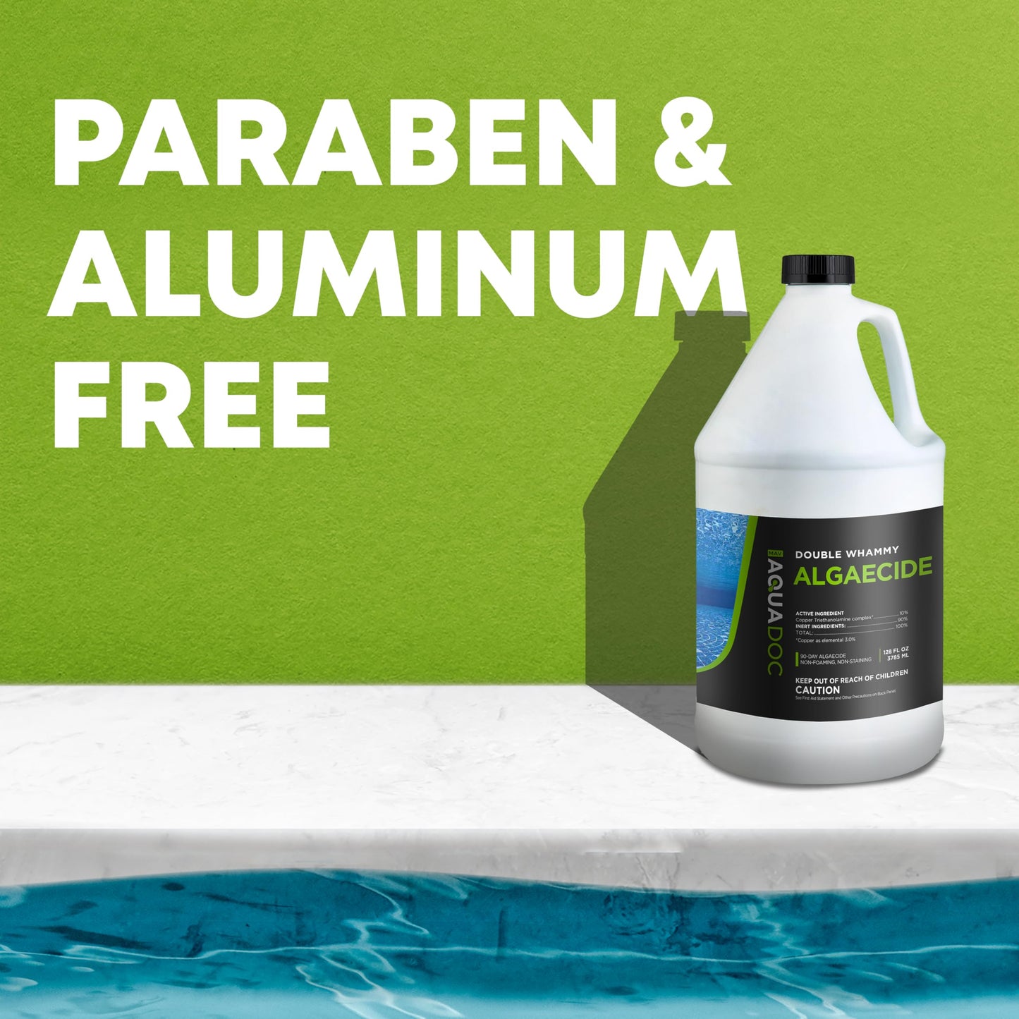 Copper Pool Algaecide for Swimming Pools - 128 oz - 90 Day Algaecide for Inground & Above Ground Pools, Helps Prevent & Remove Green, Mustard, Blue, Black Algae - AquaDoc