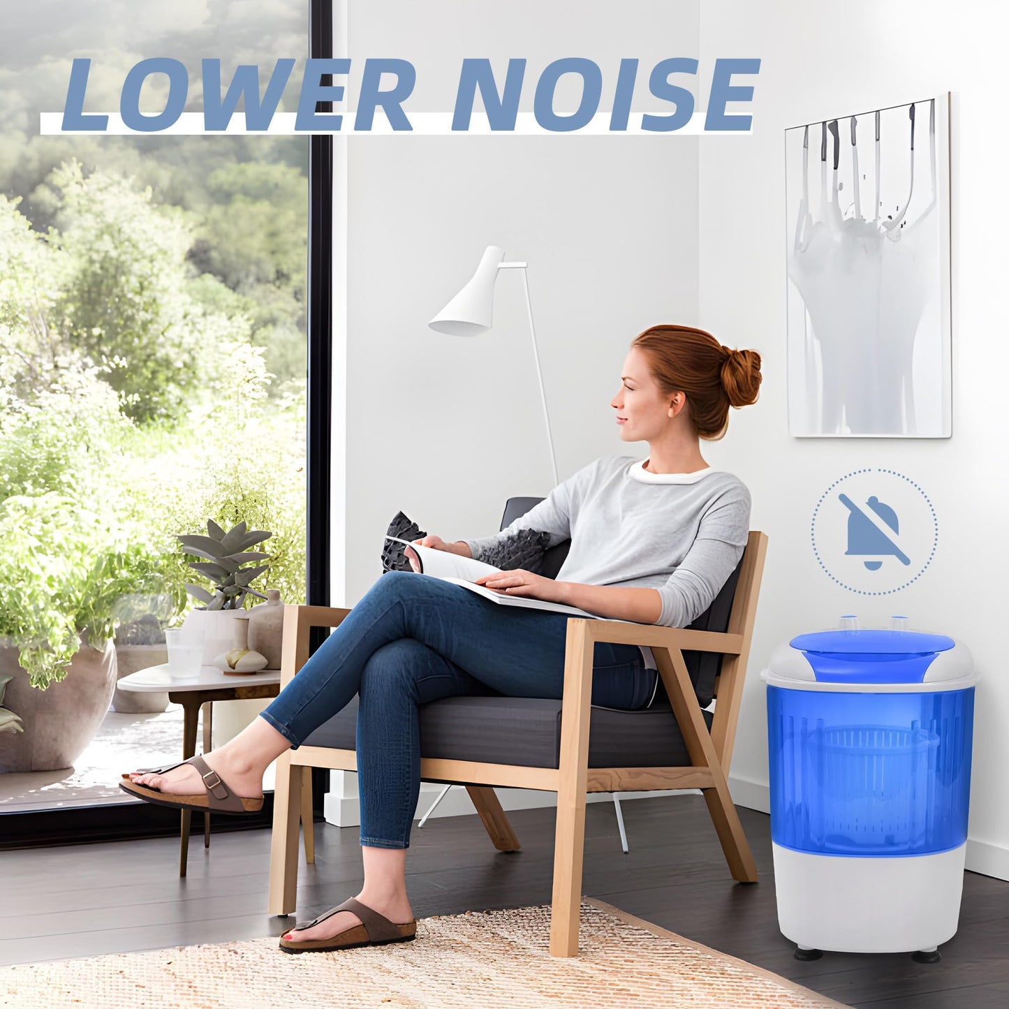 Elevon Mini Spin Dryer Portable Washing Machine, Compact Laundry for Home, Apartment, RV, Blue