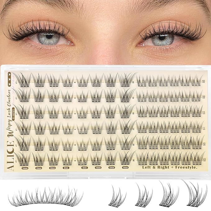 ALICE Wispy Natural Lash Clusters Invisible Band Eyelash Clusters Vegan DIY Eyelash Extensions Reusable Lightweight Lash Extensions for Daily No Makeup