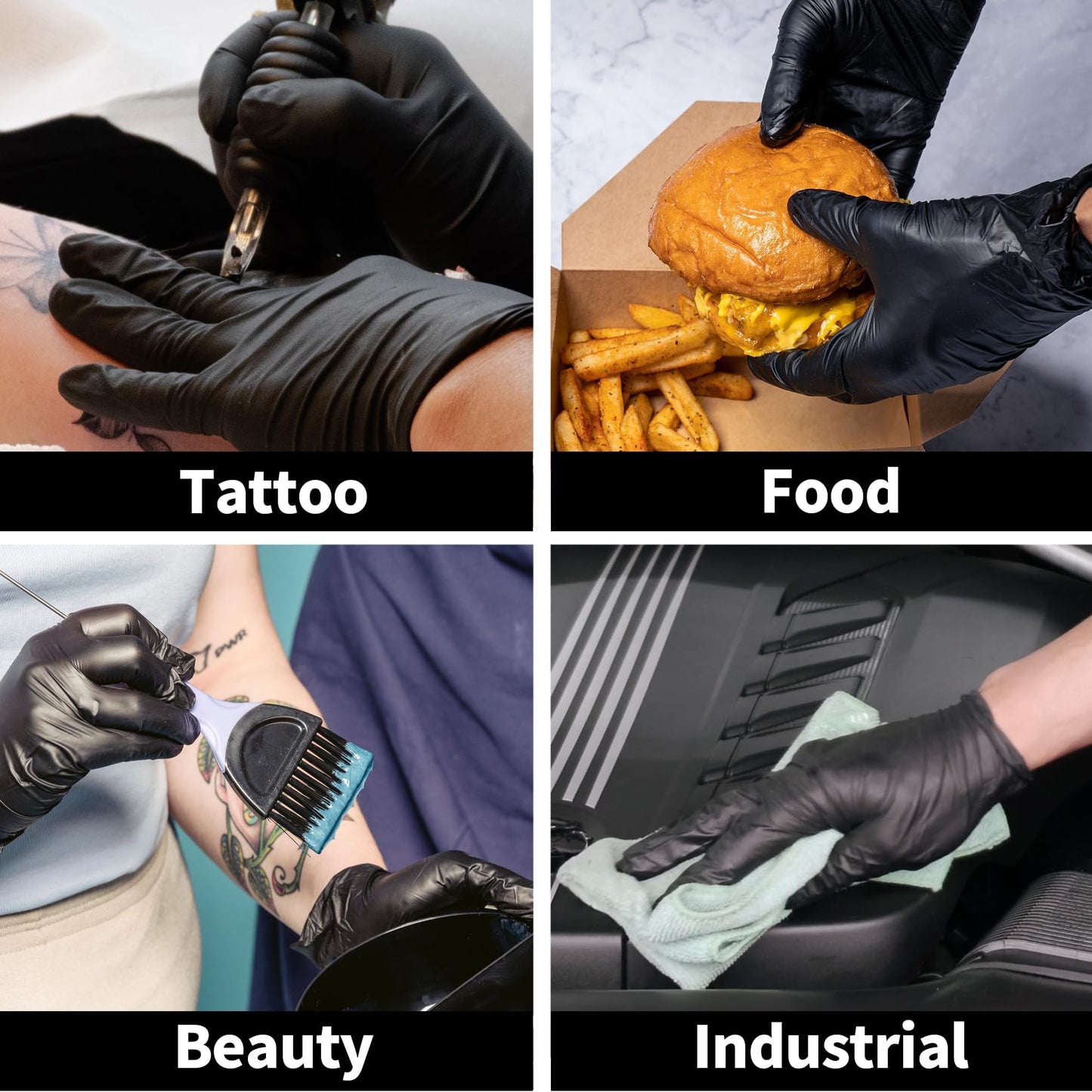 Jointown Vinyl Exam Gloves- 4 mil Safty Glove Latex-Free & Powder-Free, SGBE 8002 Synmax Disposable Medical Glove Medium (Case of 1000, Black)