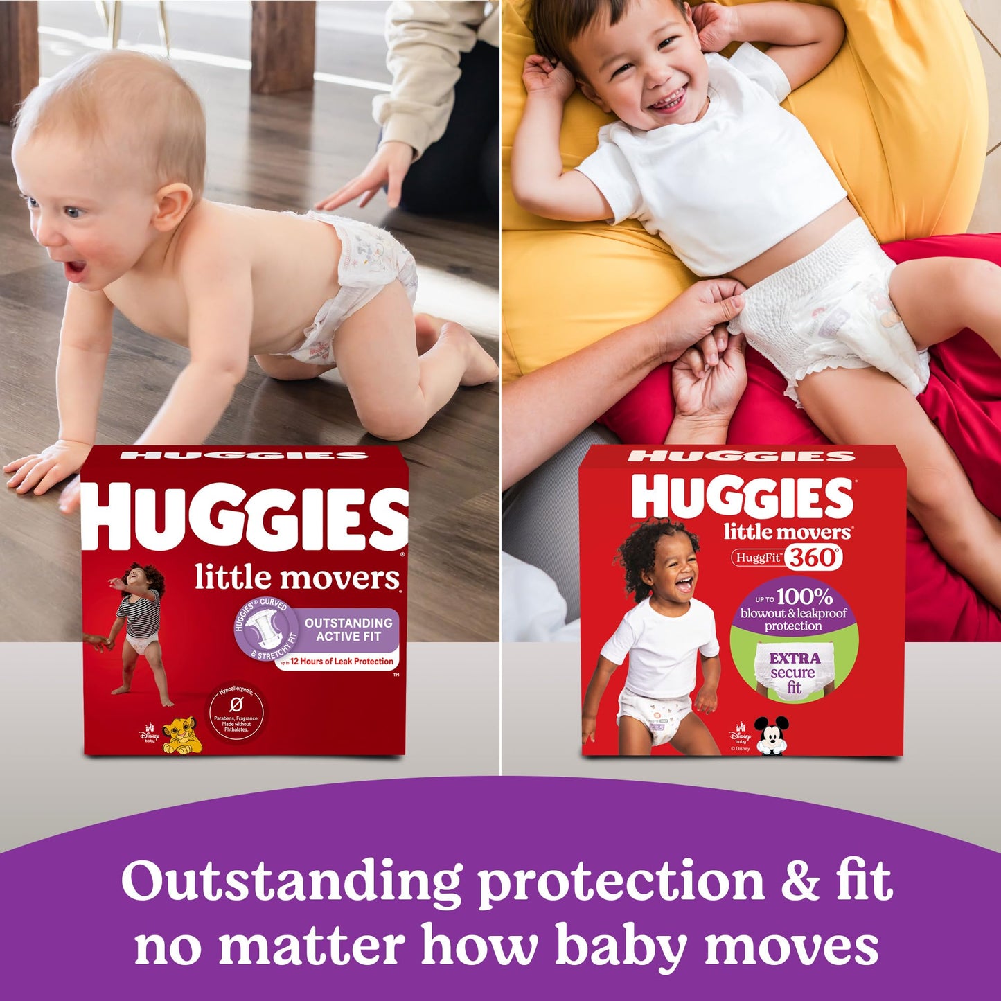 Huggies Size 3 Baby Diapers, Little Movers HuggFit 360° Baby Diapers with 360° Waistband, Size 3 (16-28 lbs), 168 Count (3 Packs of 56), Packaging May Vary