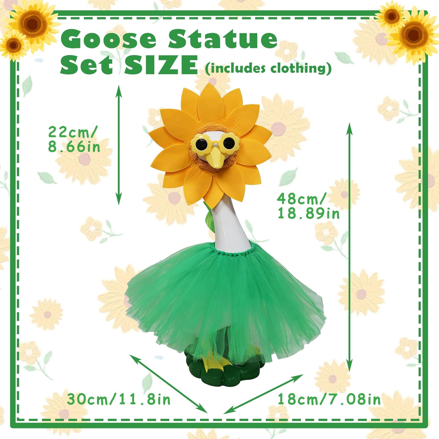 20" Porch Goose Statue with Sunflower Sunglasses Outfit – Large Resin Garden Duck Sculpture – Weatherproof Outdoor Yard Art & Indoor Decor – Whimsical Housewarming Gift for Women, Mom & Garden Lovers