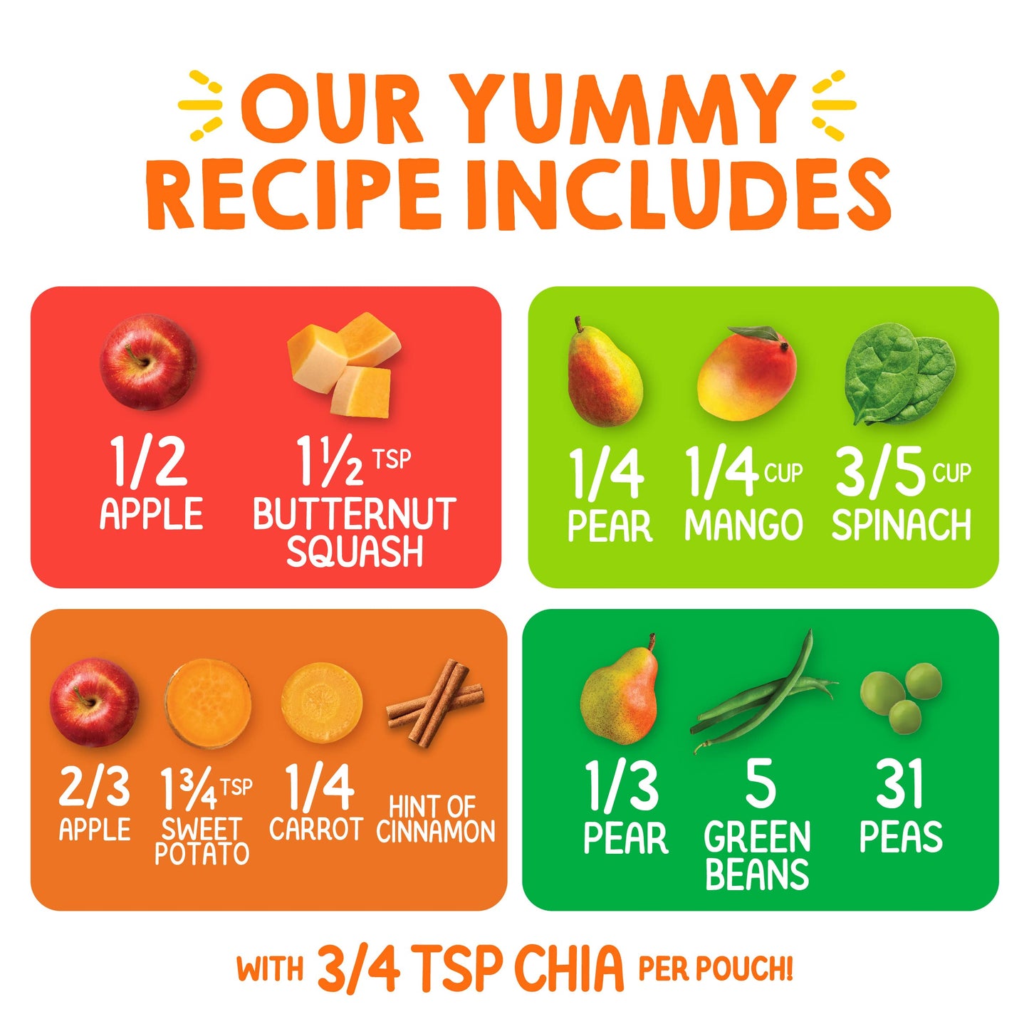 HAPPYTOT Organics Stage 4 Baby Food Pouches, Gluten Free, Vegan Snack, SuperFoods Fruit & Veggie Puree & Chia Variety Pack, 4.22 Ounce (Pack of 16), Amazon Exclusive