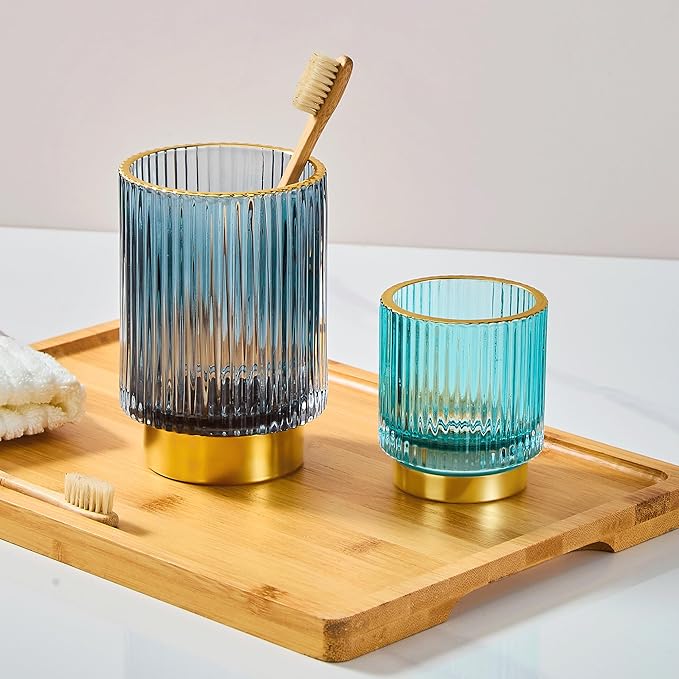 Makeup Brush Holder Organizer,Toothbrush Holders,Desk Pen Pencil Holder,Multifunctional Vintage Glass Brush Cup(A3-29-US)