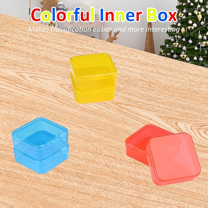 Mathtoxyz Bead Organizer Box(Red,Yellow,Blue), 62Pcs Small Bead Organizers and Storage Plastic Cases Mini Clear Containers Boxes with Hinged Lid and Rectangle for Bracelet Making DIY Jewelry Craft