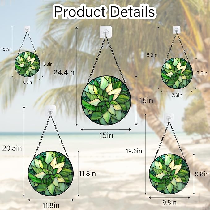 CRISGIF Stained Glass Window Hanging - Ireland Green Suncatcher for Doors Garden Patio Sun Catchers Decor Mother's St. Patrick's Day Birthday for Women Men Mom Nana Friend 7.8 in