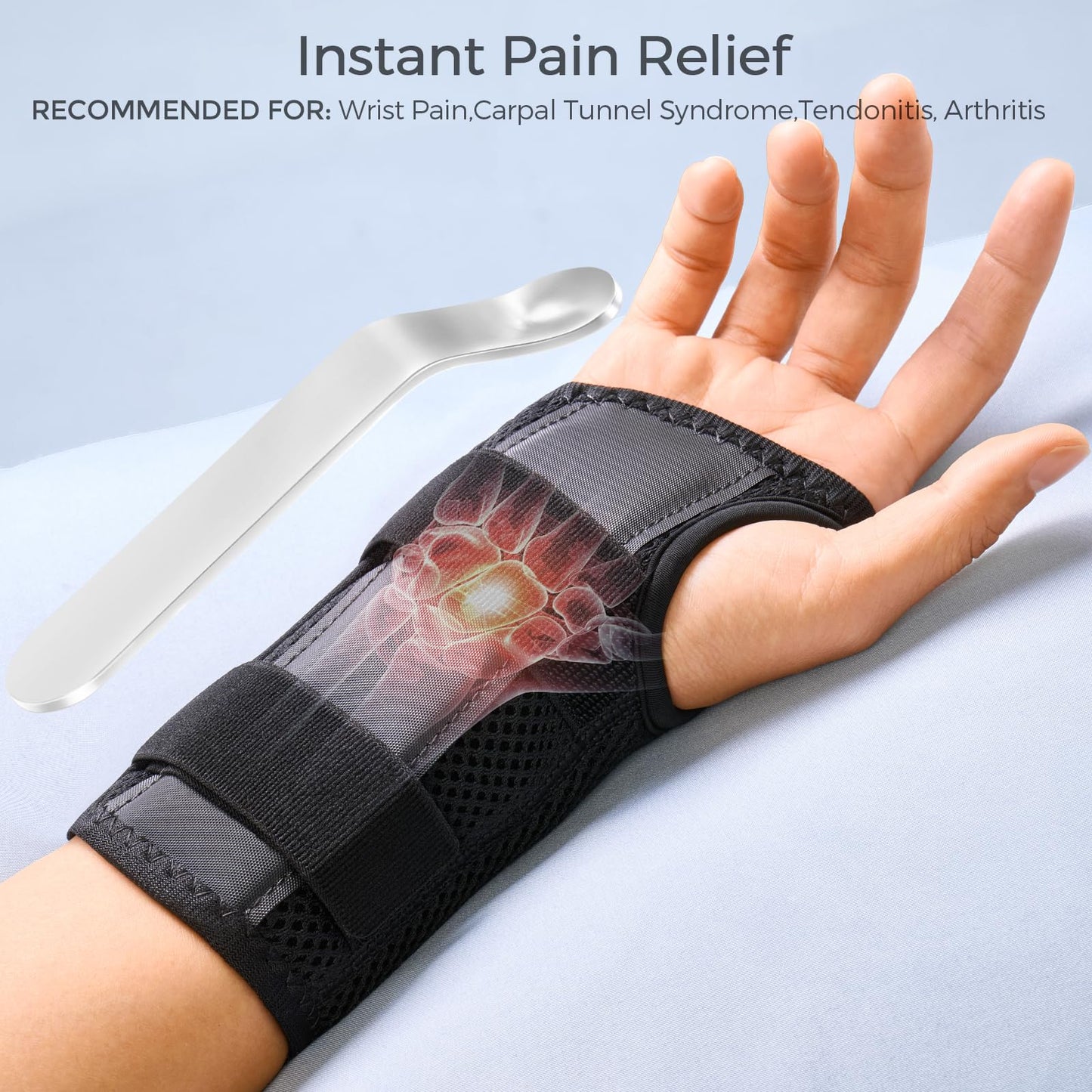 FREETOO Wrist Brace for Carpal Tunnel,[New Upgrade-Anatomically shaped] Adjustable Wrist Support Splint for Men and Women,Hand Brace for Pain Relief, Tendinitis,Arthritis,Right Hand,Small,Black-Rose Red