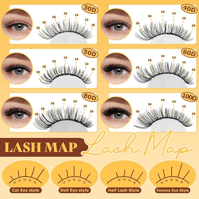 QUEWEL 580PCS Lash Clusters Kit 30D+40D+50D+60D+80D+100D Lashes Clusters Kit 10-18mm Cluster Lashes Individual Eyelash Clusters Reusable for Natural DIY Cluster Eyelash Extensions for Beginners