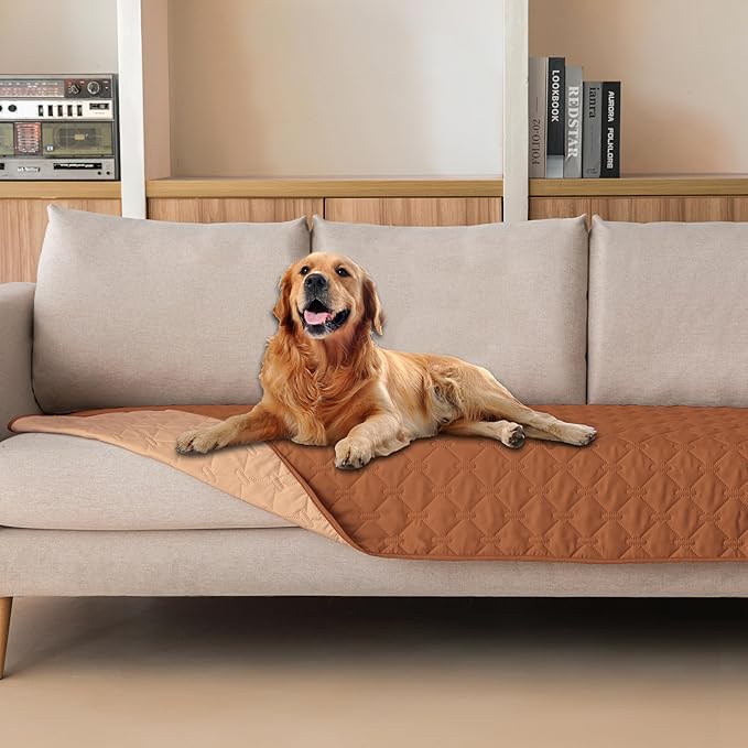 gogobunny 100% Double Sided Waterproof Dog Blanket Soft Pet Bed Cover Reversible Protect Furniture Couch Sofa Car for Puppy Cat Kids (Dark Pumpkin/Light Pumpkin, 30x80 Inch (Pack of 1))