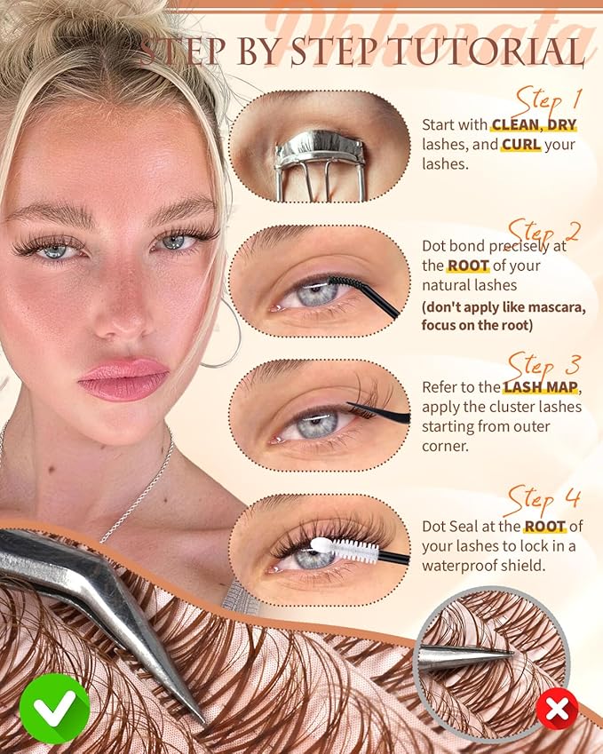 PHKERATA Brown Spider Lash Clusters 12-14-16mm Natural Fluffy Eyelash Clusters, Wispy D Curl Cluster Eyelash Extensions for a Soft Look, DIY Brown Lashes 120pcs