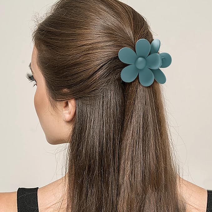 Sunolga 8PCS Hair Clips for Women, Flower Claw Clips for Thick Hair, Non-Slip Hair Accessories with Multi-Styles, Neutral Colors Variety Pack