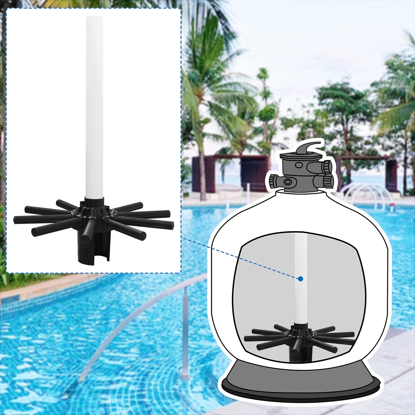 SX220DA Lateral Assembly with Center Pipe Compatible with Hayward Pro Sand Filter Series S220T