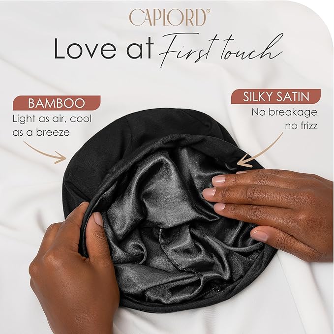 CAPLORD Satin Bonnet for Sleeping, Curly Hair Wrap Sleep for Men, Adjustable Silk Beanies for Women, Silk Hair Bonnet