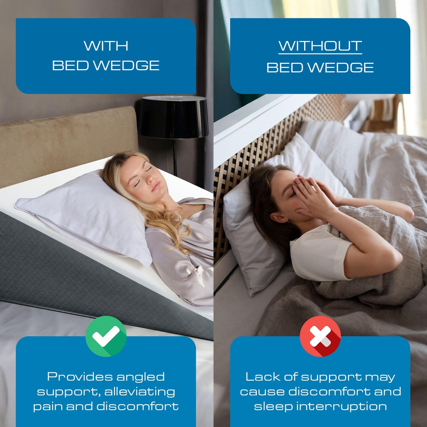 Kolbs Extra Wide Bed Wedge Pillow for Sleep Apnea, Acid Reflux, and Back Pain Relief, with Chic Jacquard Cover - Headboard GERD Pillow Wedges for Sleeping (Extra Wide 12" Height)