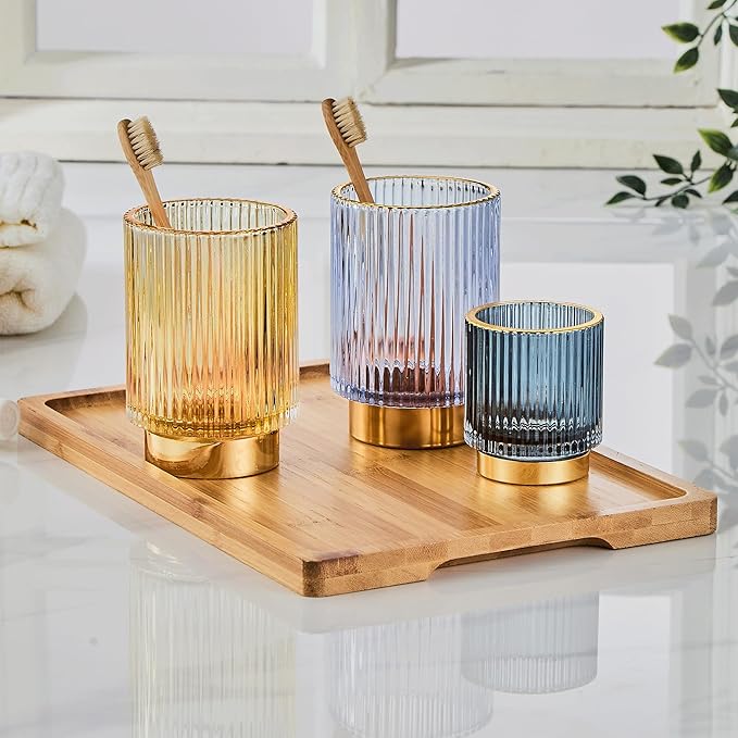 Makeup Brush Holder Organizer,Toothbrush Holders,Desk Pen Pencil Holder,Multifunctional Vintage Glass Brush Cup(A3-18-US)