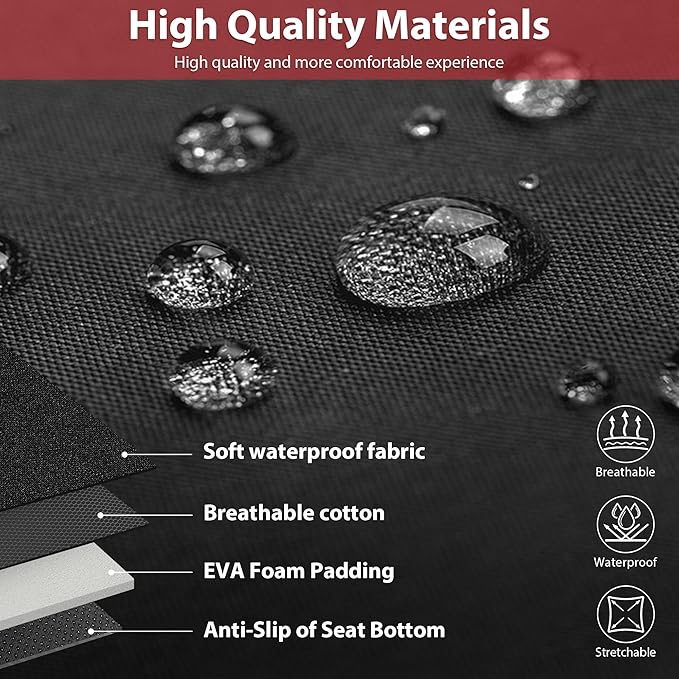 CAR PASS Neoprene Wetsuit Seat Covers, Waterproof Car Seat Covers Front with 5mm Composite EVA, Universal Fit for Car,Sedan, SUV TrucksAnti Slip, Airbag Compatible(Black and Red
